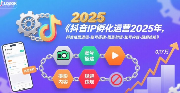 抖音IP孵化运营2025年，抖音底层逻辑-账号搭建-摄影剪辑-账号内容-规避违规-副业研究室