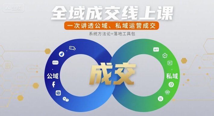 全域成交线上课，一次讲透公域、私域运营成交-副业研究室