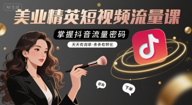 美业精英短视频流量课，掌握抖音流量密码，天天有询单，条条有转化-副业研究室
