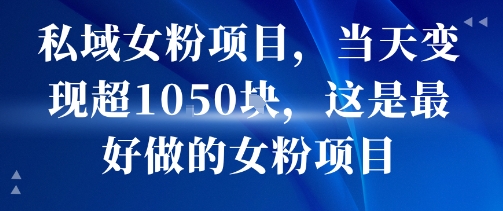 私域女粉项目，当天变现超1k，这是最好做的女粉项目，可放大操作-副业研究室