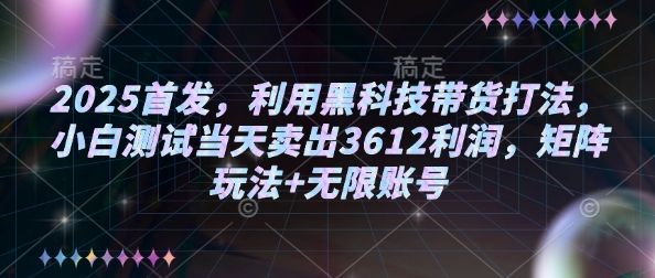 2025首发，利用黑科技带货打法，小白测试当天卖出3612利润，矩阵玩法+无限账号【揭秘】-副业研究室