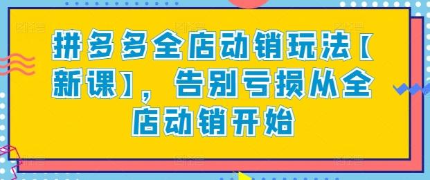 拼多多全店动销玩法【新课】，告别亏损从全店动销开始-副业研究室