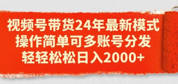 视频号带货24年最新模式，操作简单可多账号分发，轻轻松松日入2k【揭秘】-副业研究室