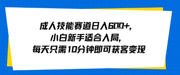 成人技能赛道日入多张，小白新手适合入局，每天只需10分钟即可获客变现-副业研究室