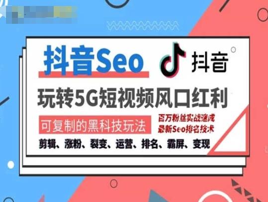 抖音SEO引流培训课程-抓住抖音风口，实现搜索排名，获取精准流量，快速成交变现-副业研究室