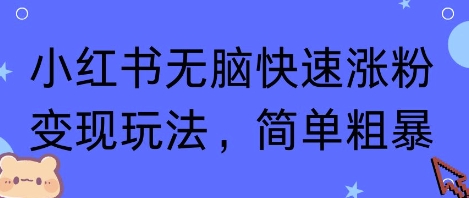 小红书无脑快速涨粉变现玩法，简单粗暴-副业研究室
